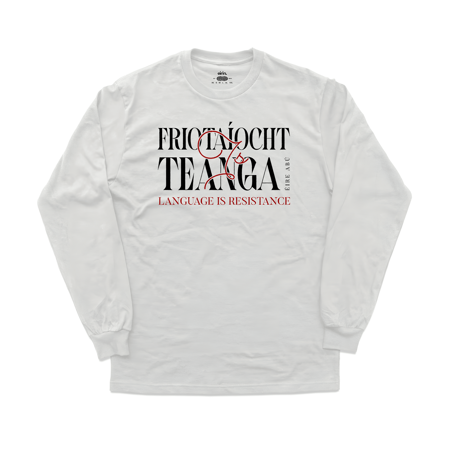 Eirin Apparel Men's Long Sleeve Shirt White / S Men’s 'Language Is Resistance' Long Sleeve Gaelic Shirt