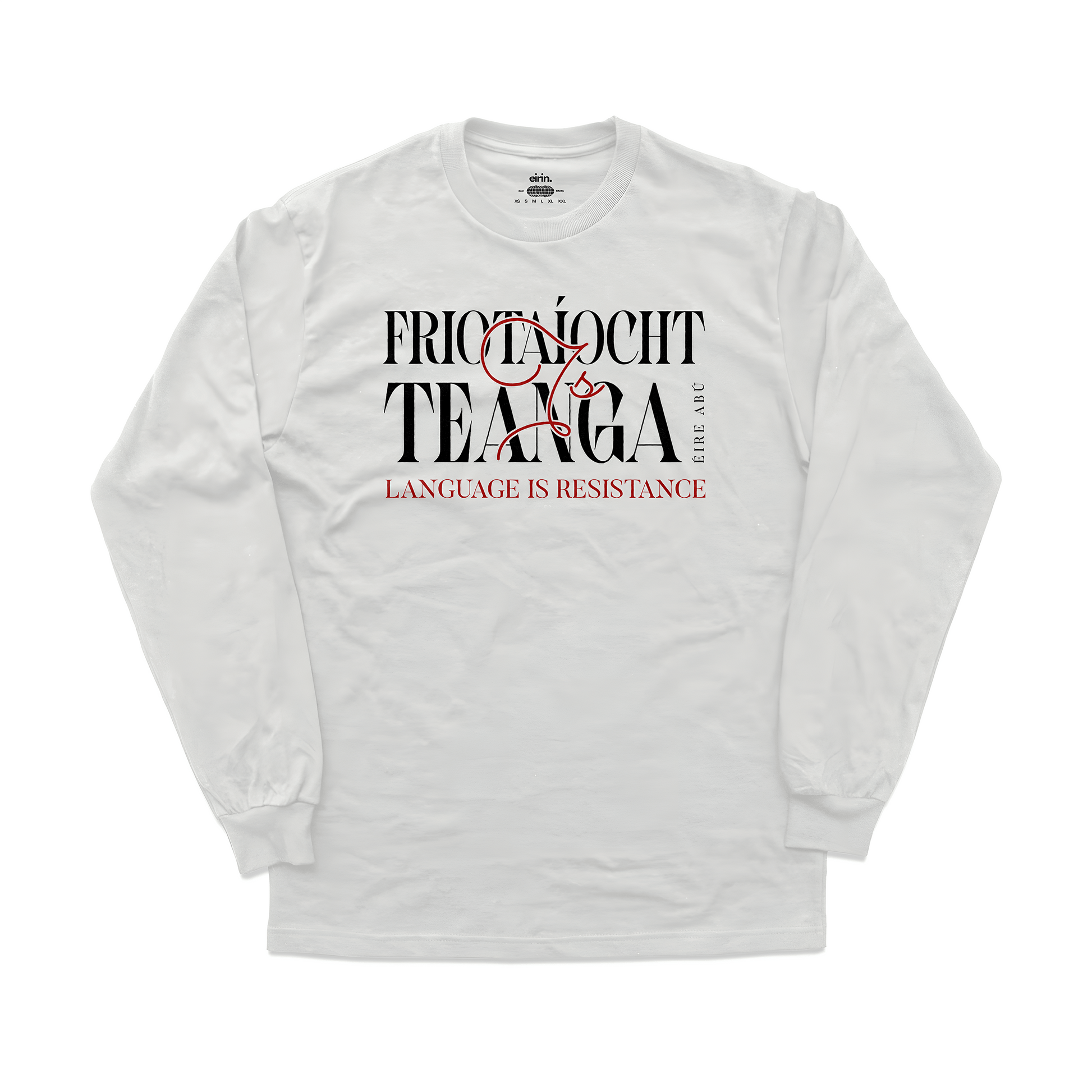 Eirin Apparel Men's Long Sleeve Shirt White / S Men’s 'Language Is Resistance' Long Sleeve Gaelic Shirt