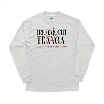 Eirin Apparel Men's Long Sleeve Shirt White / S Men’s 'Language Is Resistance' Long Sleeve Gaelic Shirt