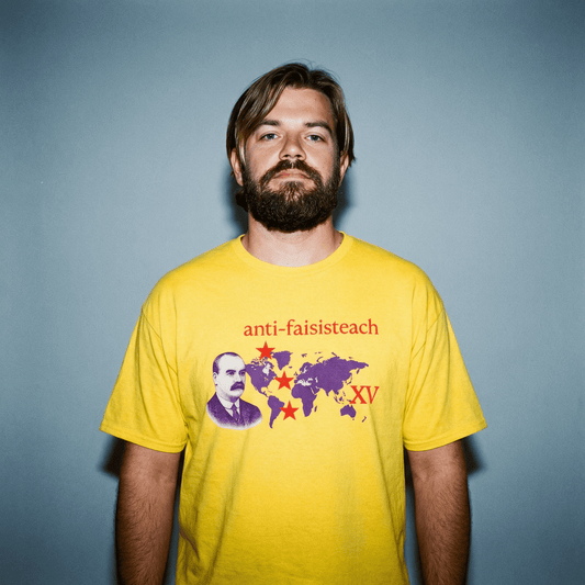 Eirin Apparel Men's T-Shirt 'Anti-Faisisteach' James Connolly Tribute T-Shirt – Yellow/Red