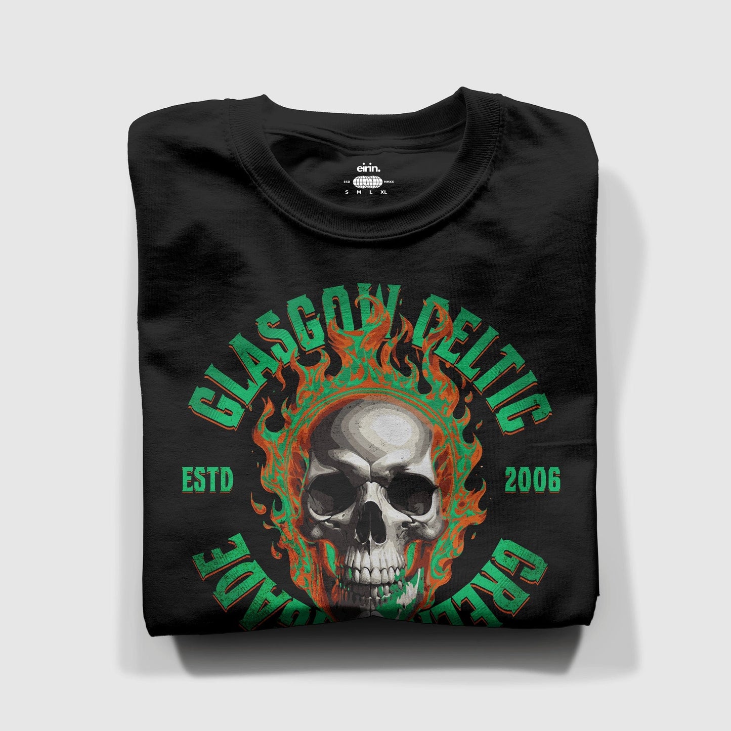Eirin Apparel Men's T-Shirt Black / S Men's Celtic Green Brigade Skull T-Shirt