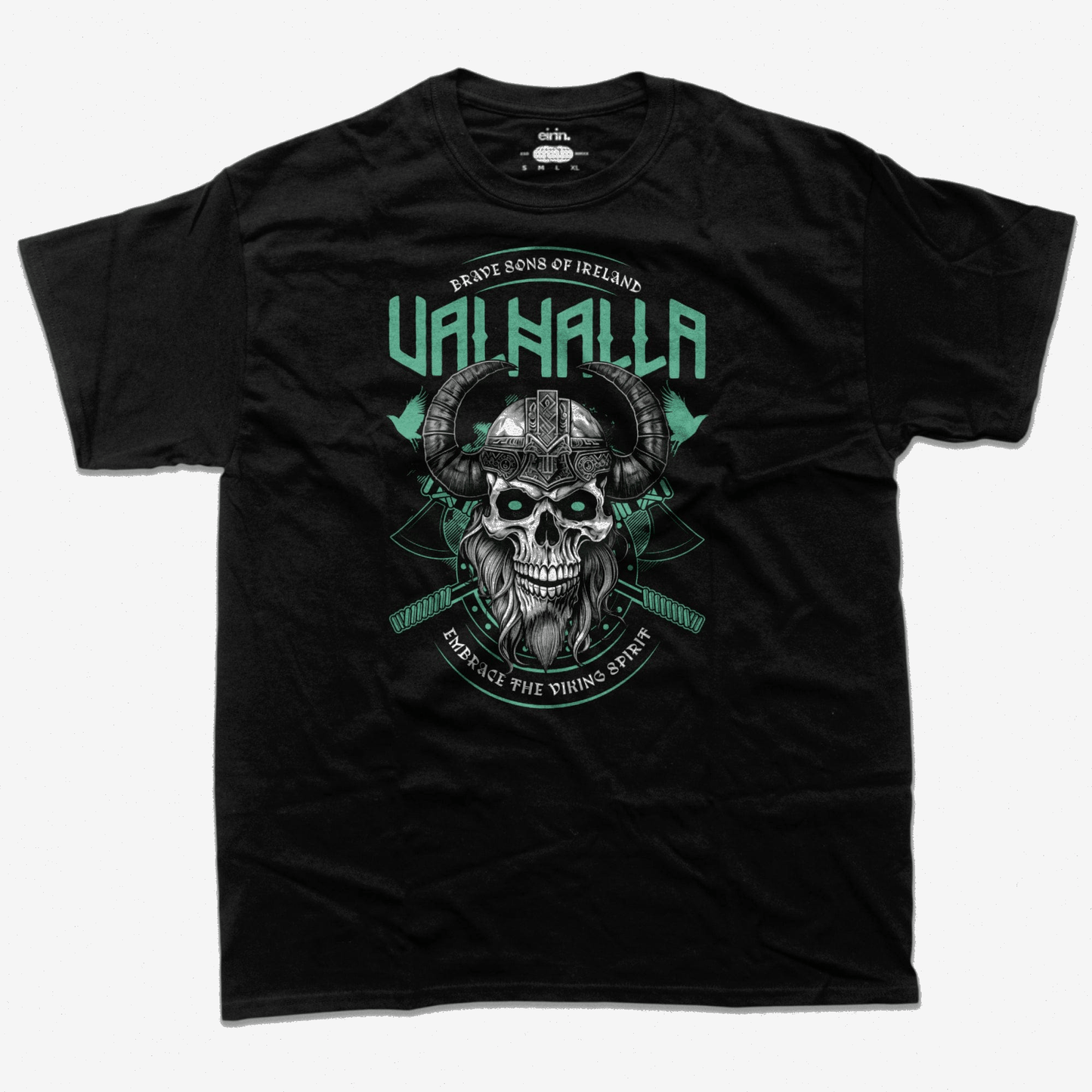 Eirin Apparel Men's T-Shirt Black / S Men's Valhalla Skull Irish Viking Warrior T-Shirt