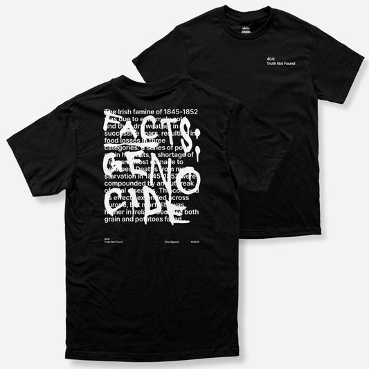 Eirin Apparel Men's T-Shirt Men’s '404: Truth Not Found' T-Shirt – Irish Genocide Not Famine Awareness