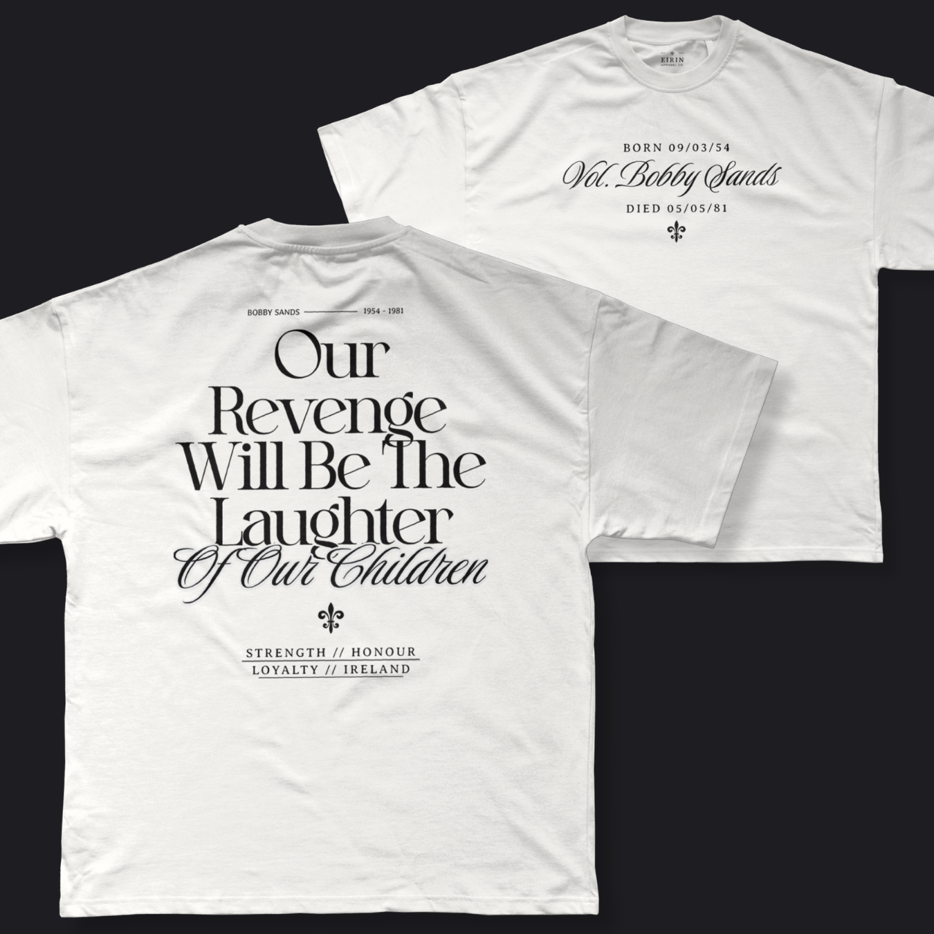 Eirin Apparel Men's T-Shirt Men's Bobby Sands Irish Revenge White T-Shirt