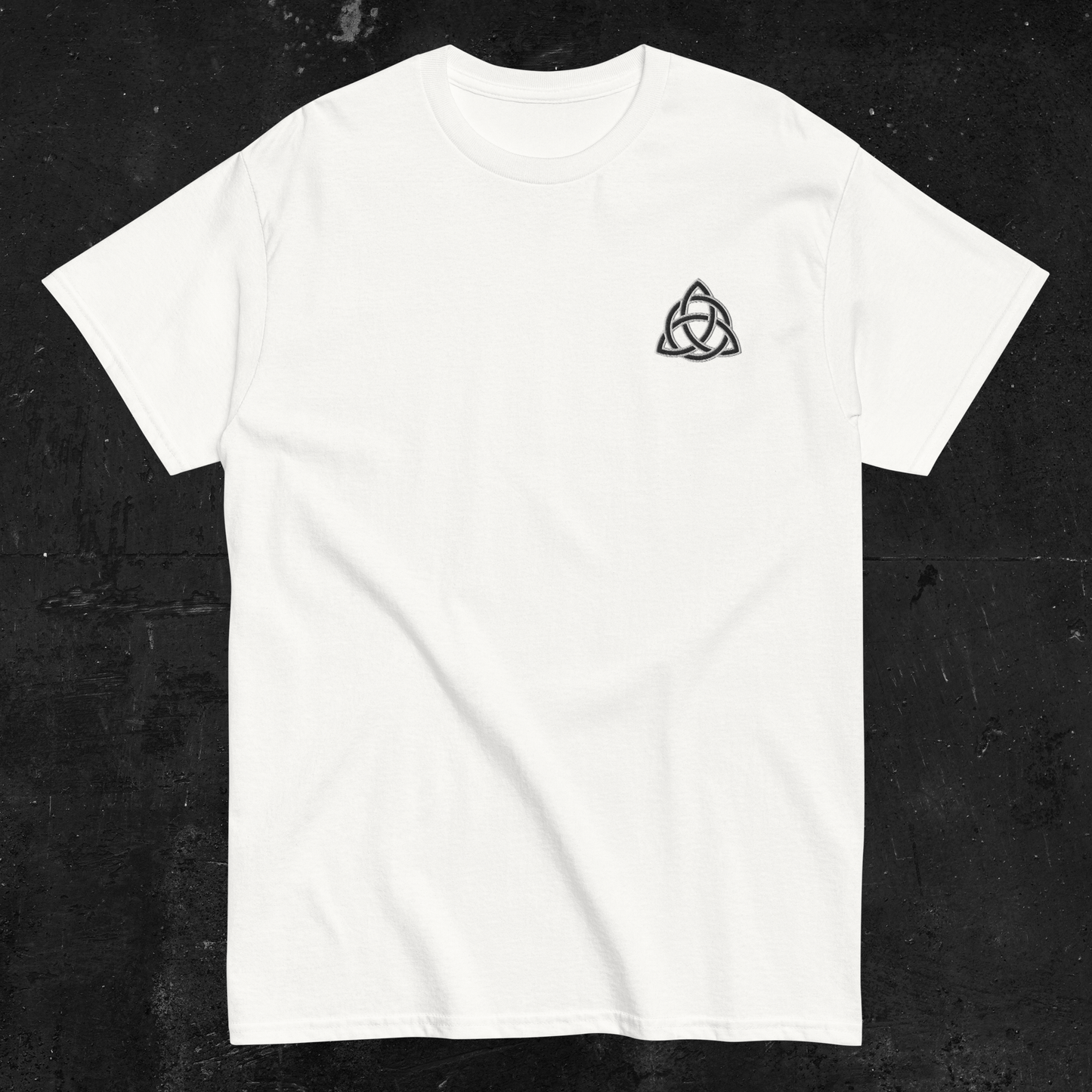 Eirin Apparel Men's T-Shirt Men's Celtic Trinity Knot Embroidered White T-Shirt