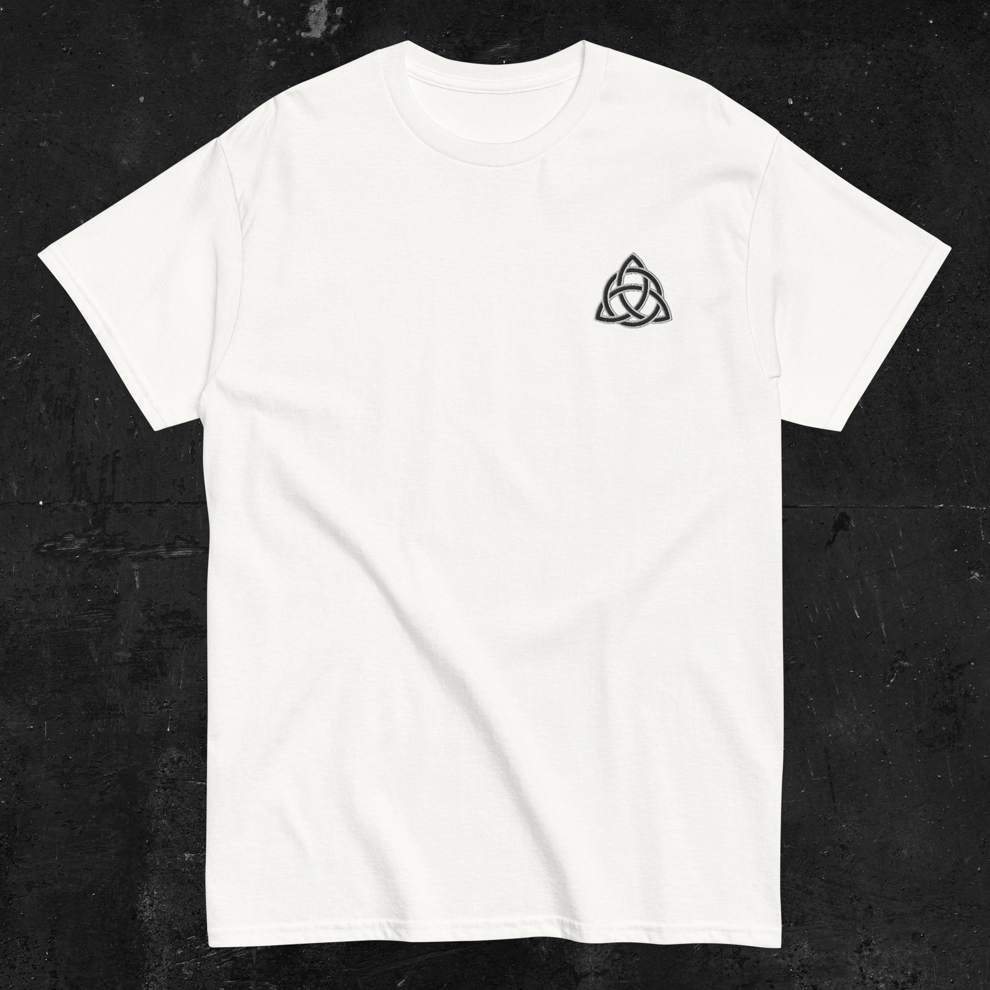 Eirin Apparel Men's T-Shirt Men's Celtic Trinity Knot Embroidered White T-Shirt