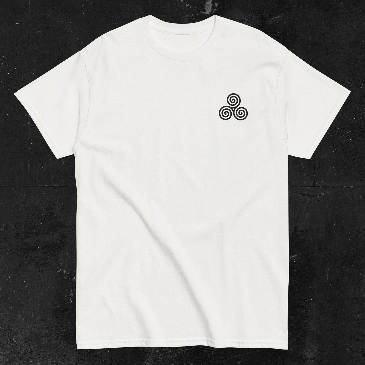 Eirin Apparel Men's T-Shirt Men's Celtic Triskellion (Back Print) Embroidered White T-Shirt
