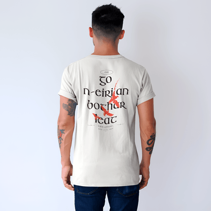 Eirin Apparel Men's T-Shirt Men's 'May The Road Rise To Meet You' Gaeilge Print White T-Shirt