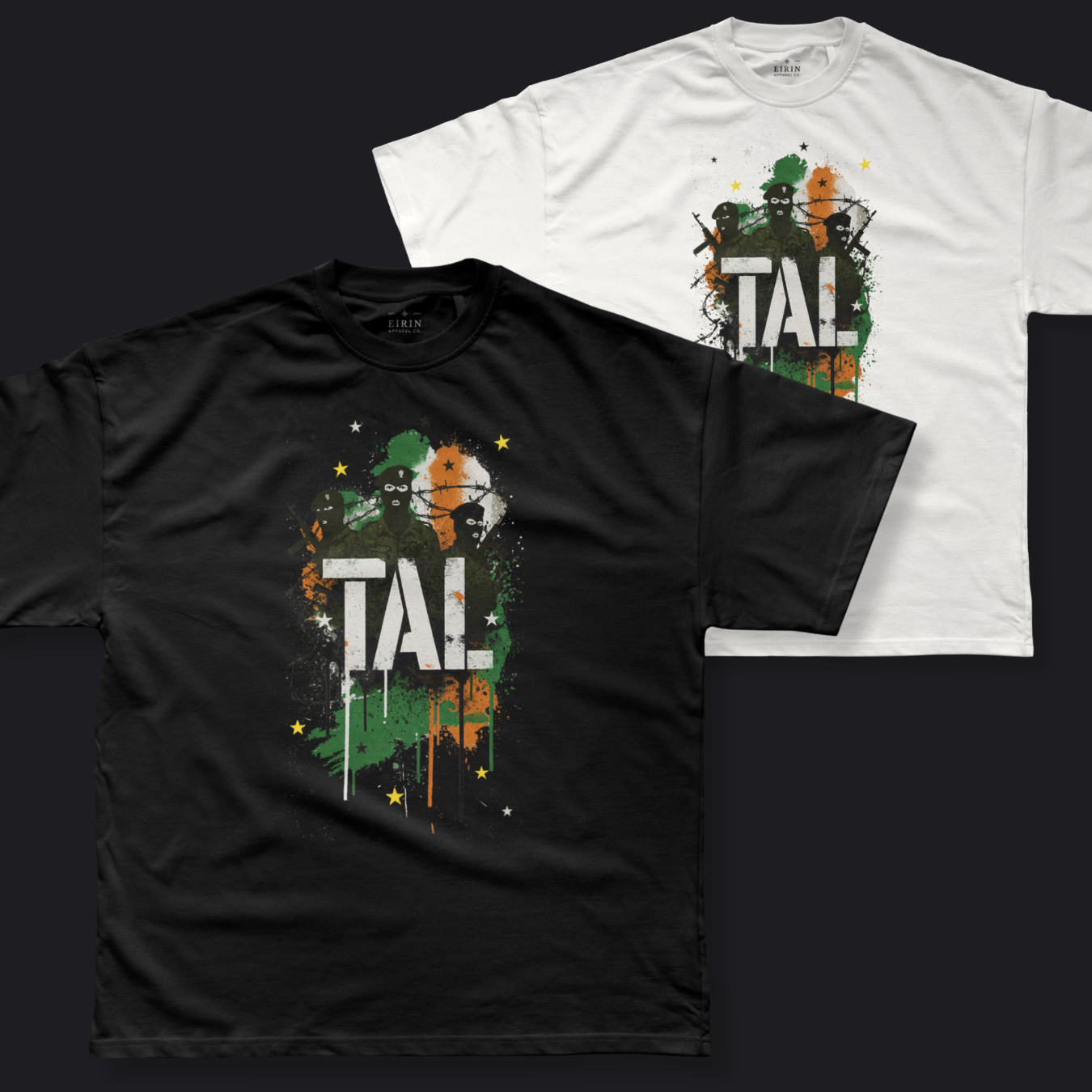Eirin Apparel Men's T-Shirt Men's TAL Graffiti Print Irish Republican T-Shirt