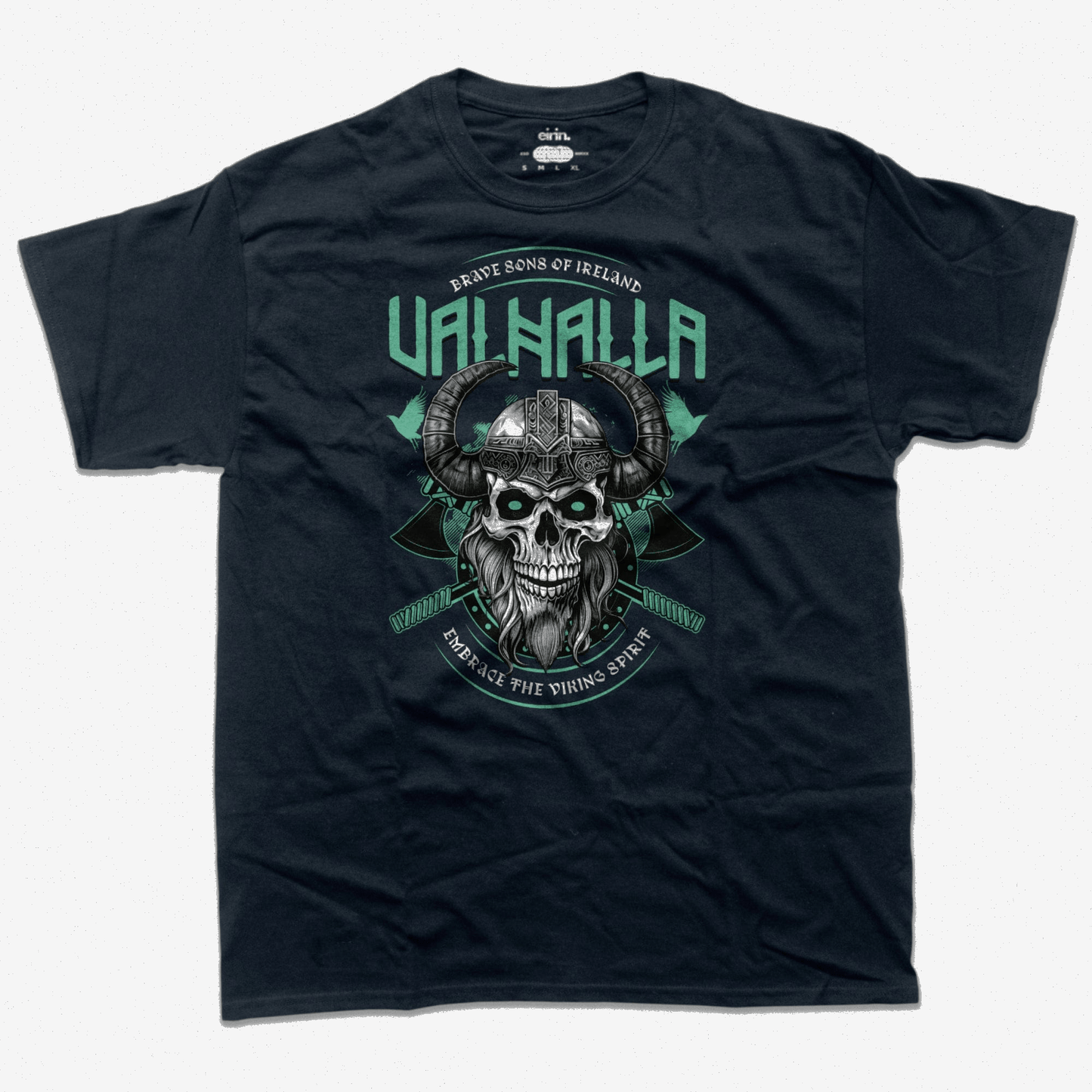 Eirin Apparel Men's T-Shirt Navy / S Men's Valhalla Skull Irish Viking Warrior T-Shirt
