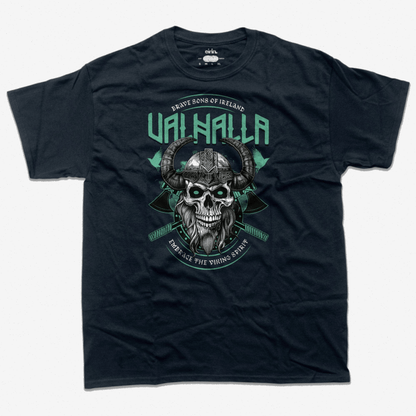 Eirin Apparel Men's T-Shirt Navy / S Men's Valhalla Skull Irish Viking Warrior T-Shirt