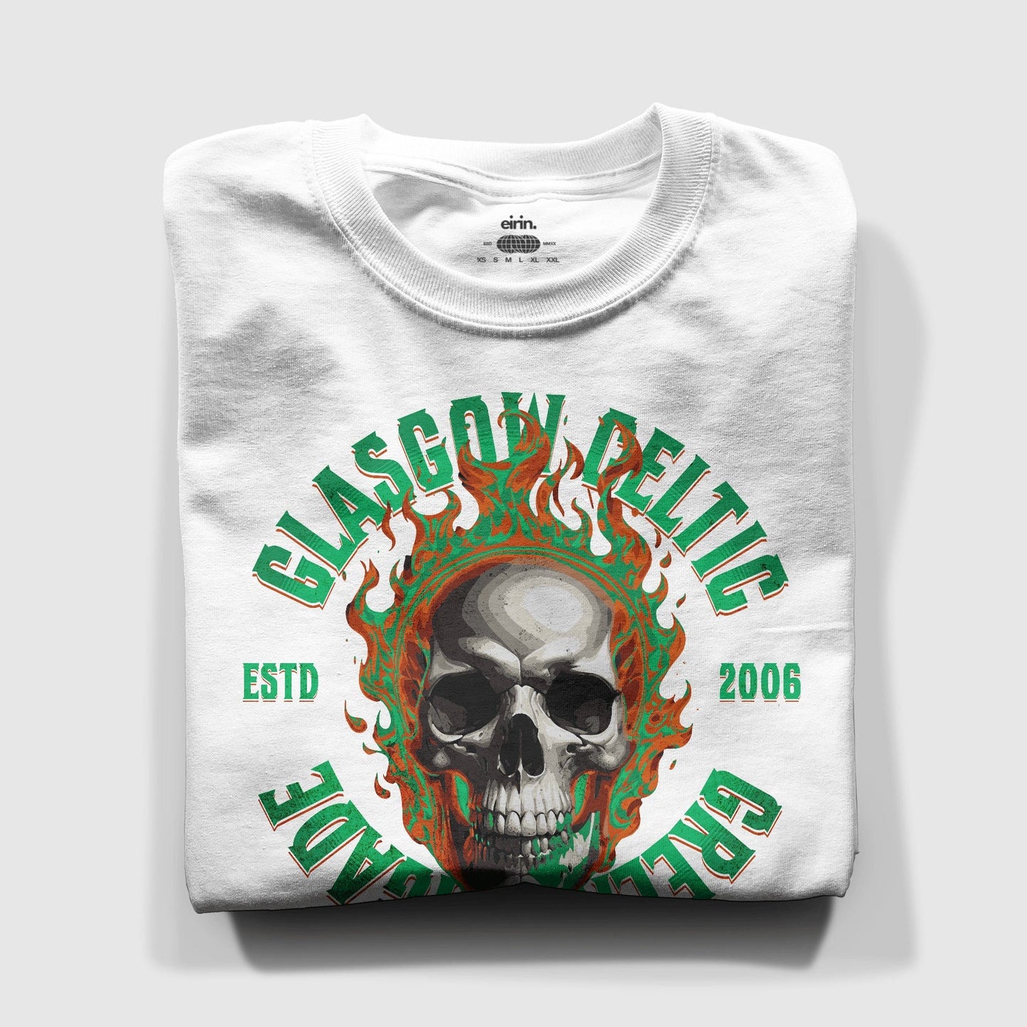 Eirin Apparel Men's T-Shirt White / S Men's Celtic Green Brigade Skull T-Shirt