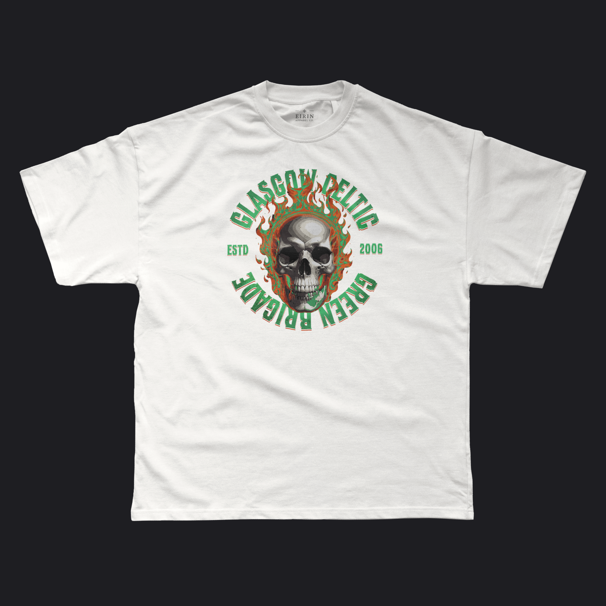 Eirin Apparel Men's T-Shirt White / S Men's Celtic Green Brigade Skull T-Shirt