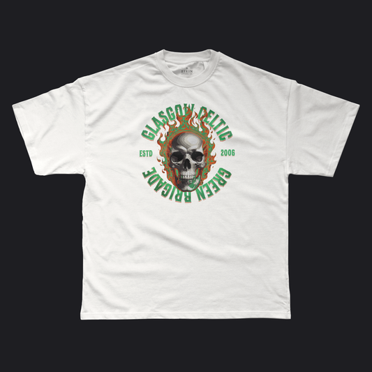 Eirin Apparel Men's T-Shirt White / S Men's Celtic Green Brigade Skull T-Shirt
