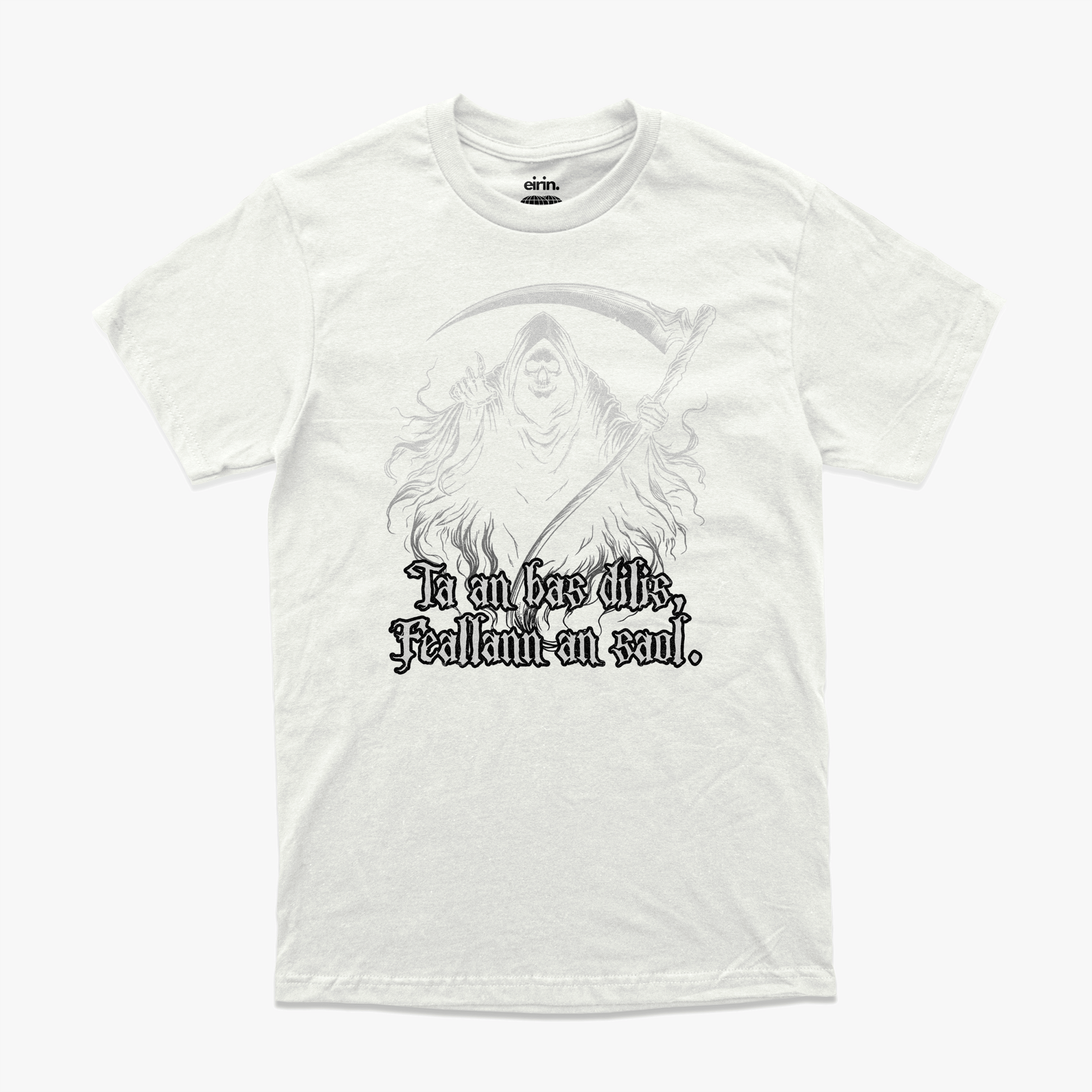 Eirin Apparel Men's T-Shirt White / S Men's 'Death is Faithful, Life Betrays' Gaelic Samhain T-Shirt