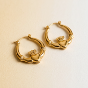 Eirin Apparel Mini Claddagh Hoop Earrings Dainty Gold-Plated Claddagh Hoop Earrings – 'Gríanóg' (Little Sun)