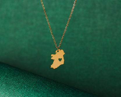 Eirin Apparel Necklace Gold Map of Ireland Necklace - ‘Heartland’