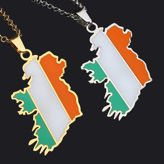 Eirin Apparel Necklace Map of Ireland Tricolour Necklace – ‘Bratach na hÉireann’ (Flag of Ireland)