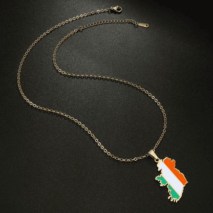 Eirin Apparel Necklace Map of Ireland Tricolour Necklace – ‘Bratach na hÉireann’ (Flag of Ireland)