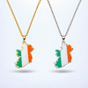 Eirin Apparel Necklace Map of Ireland Tricolour Necklace – ‘Bratach na hÉireann’ (Flag of Ireland) [collection-cover-only]