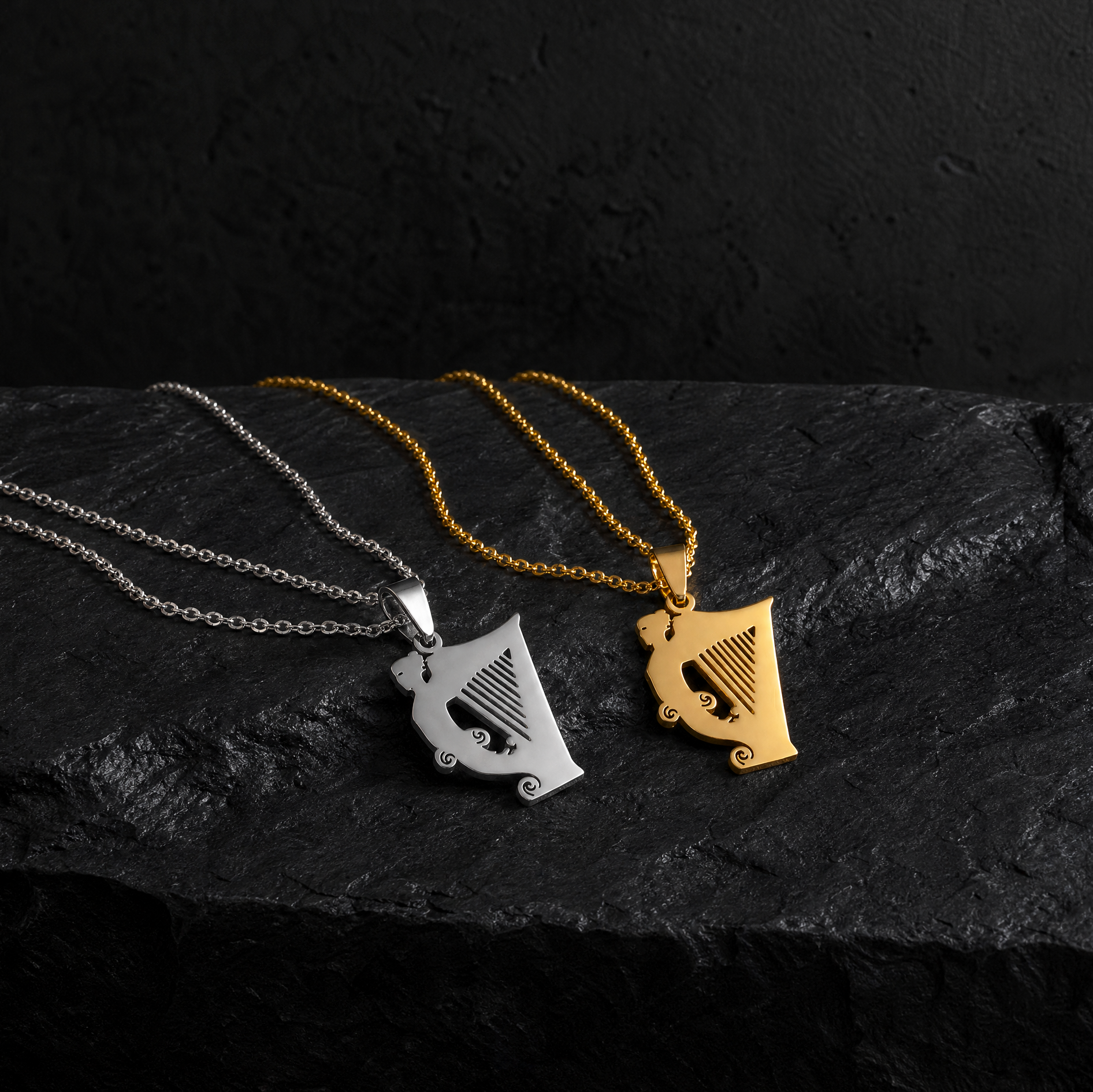 Eirin Apparel Necklace Men's Irish Harp Necklace – 'Macalla' (Echo)