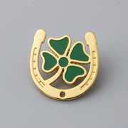 Eirin Apparel Single Lapel Pin Brooch Lucky Clover & Horseshoe Lapel Pin