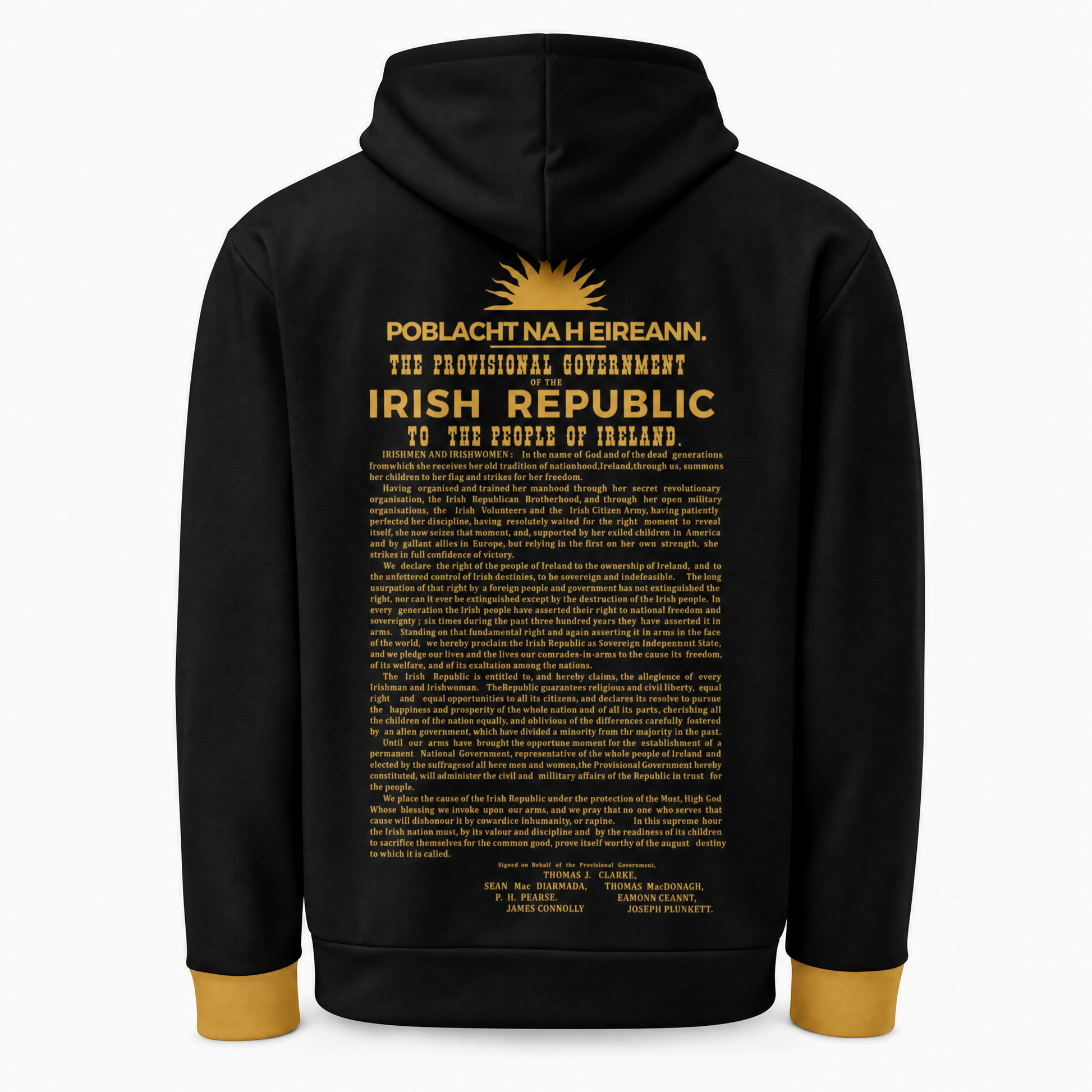 Eirin Apparel Unisex Hoodie ‘1916 Proclamation’ Hoodie – Black/Gold