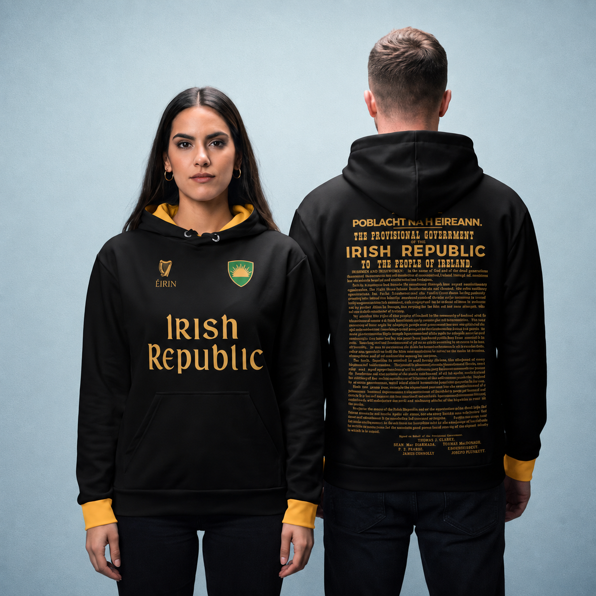 Eirin Apparel Unisex Hoodie ‘1916 Proclamation’ Hoodie – Black/Gold