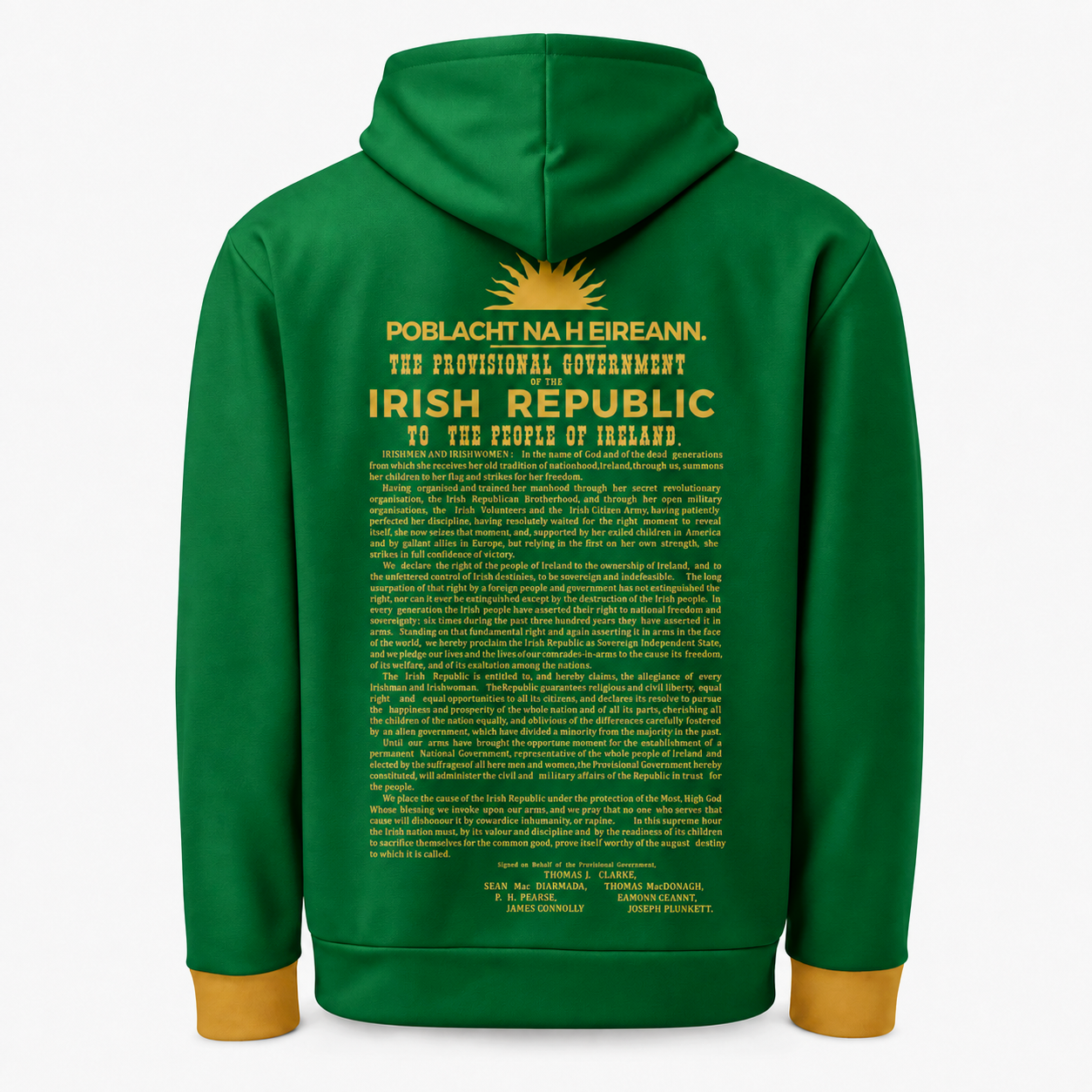 Eirin Apparel Unisex Hoodie ‘1916 Proclamation’ Hoodie – Green/Gold