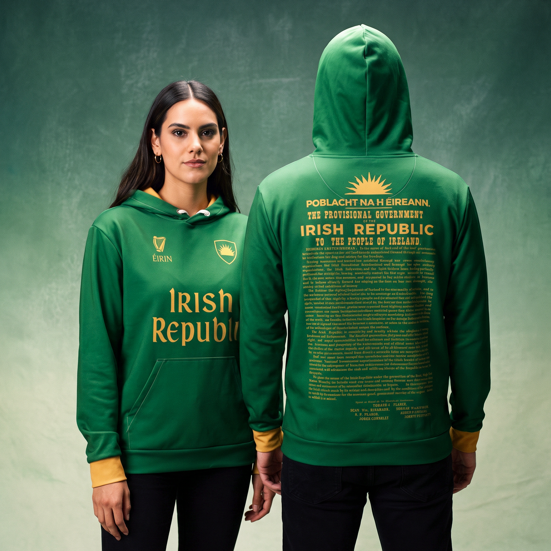 Eirin Apparel Unisex Hoodie ‘1916 Proclamation’ Hoodie – Green/Gold
