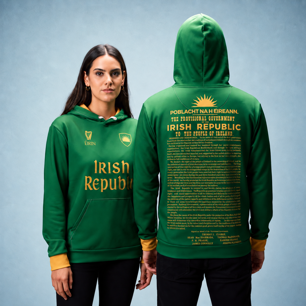 Eirin Apparel Unisex Hoodie ‘1916 Proclamation’ Hoodie – Green/Gold