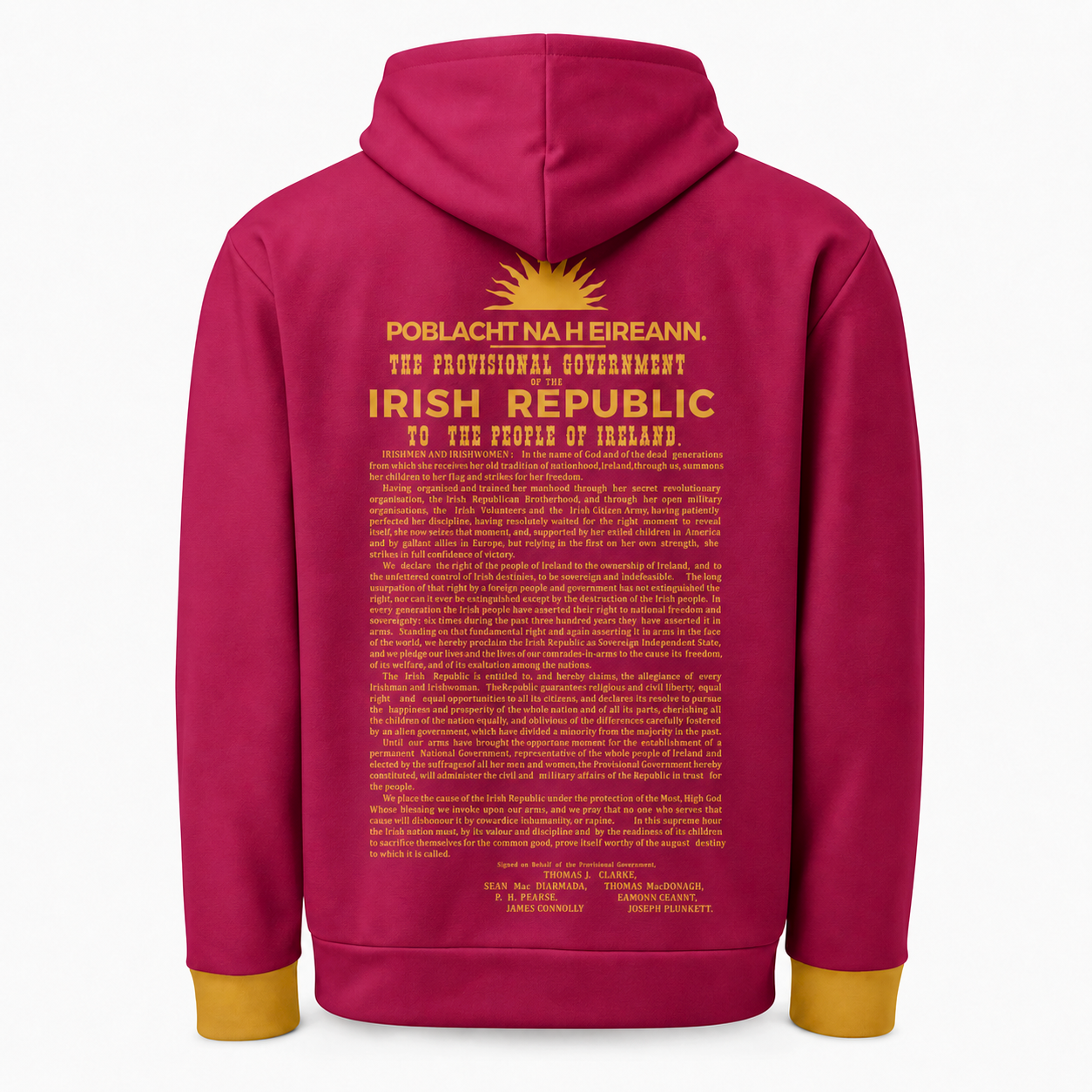 Eirin Apparel Unisex Hoodie ‘1916 Proclamation’ Hoodie – Pink/Gold