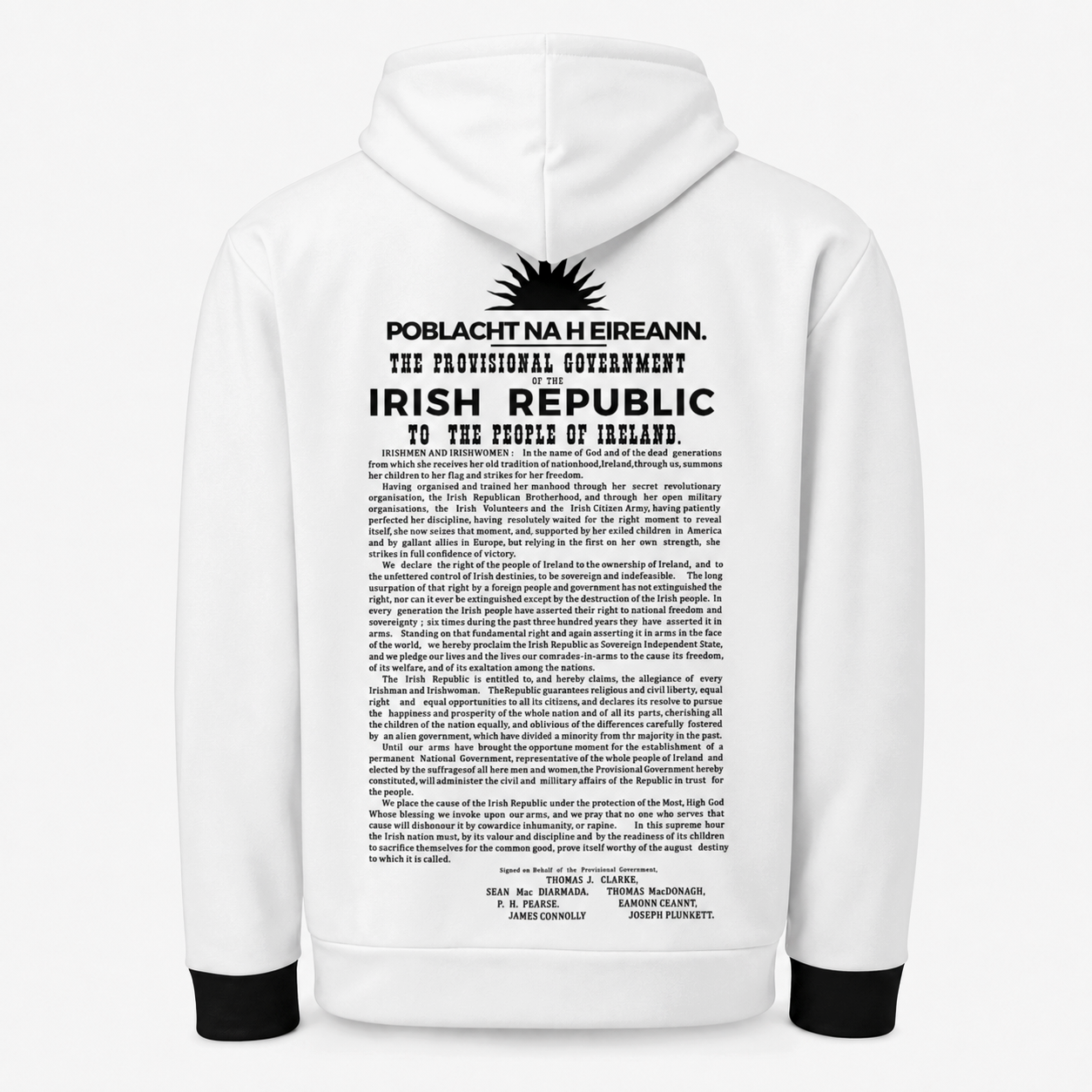 Eirin Apparel Unisex Hoodie ‘1916 Proclamation’ Hoodie – White/Black