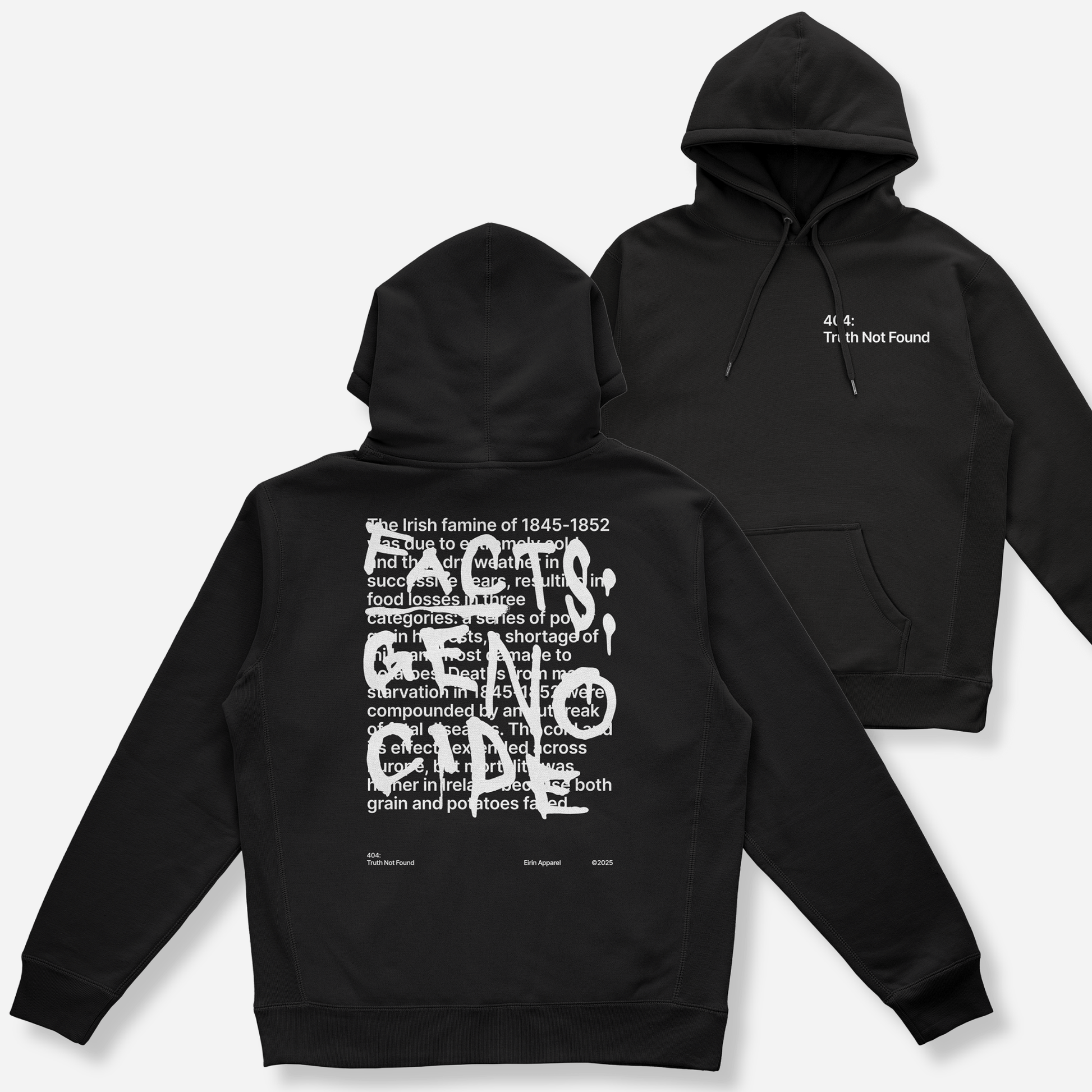 Eirin Apparel Unisex Hoodie Black / S Unisex '404: Truth Not Found' Hoodie – Irish Genocide Not Famine Awareness