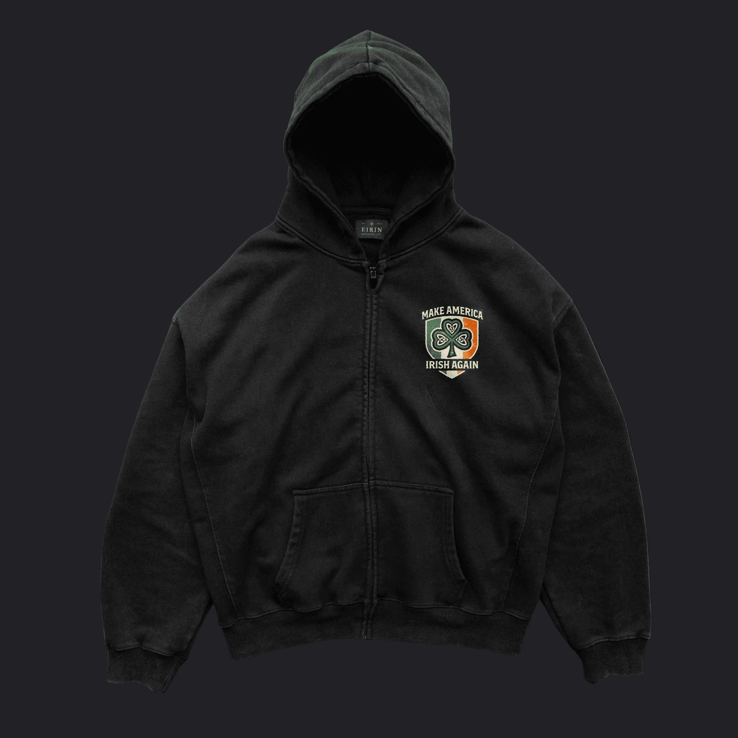 Eirin Apparel Unisex Hoodie Black / S Unisex 'Make America Irish Again' Zip-Up Hoodie