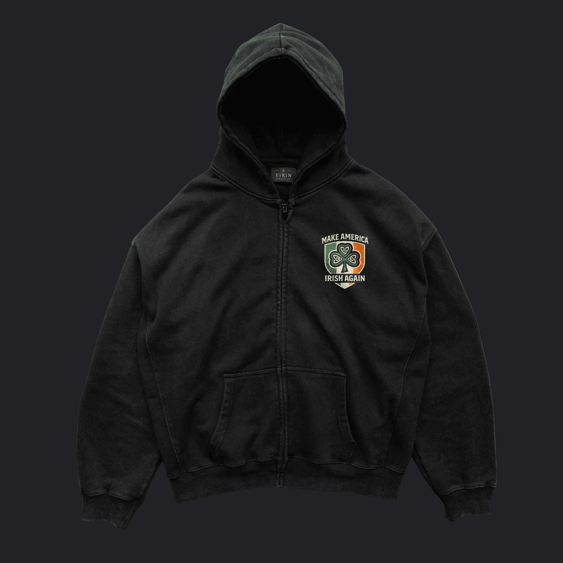 Eirin Apparel Unisex Hoodie Black / S Unisex 'Make America Irish Again' Zip-Up Hoodie