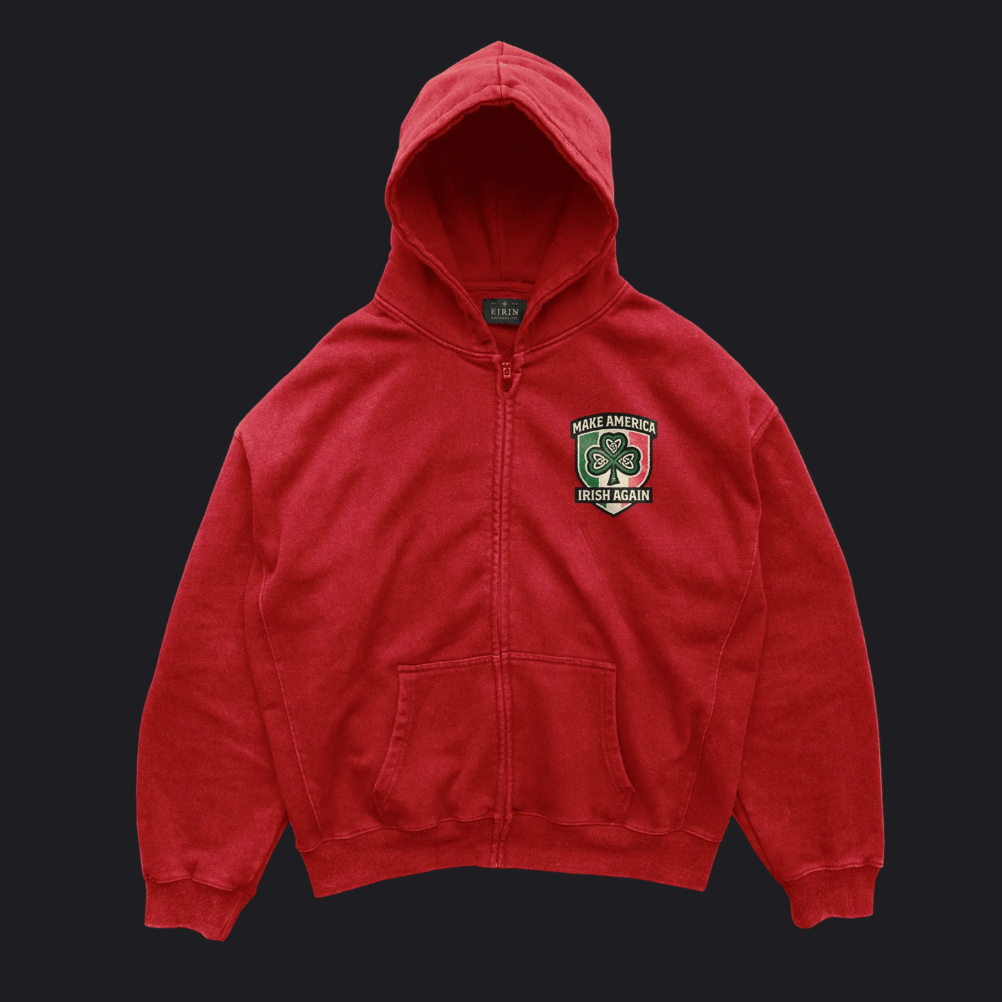 Eirin Apparel Unisex Hoodie Cardinal Red / S Unisex 'Make America Irish Again' Zip-Up Hoodie