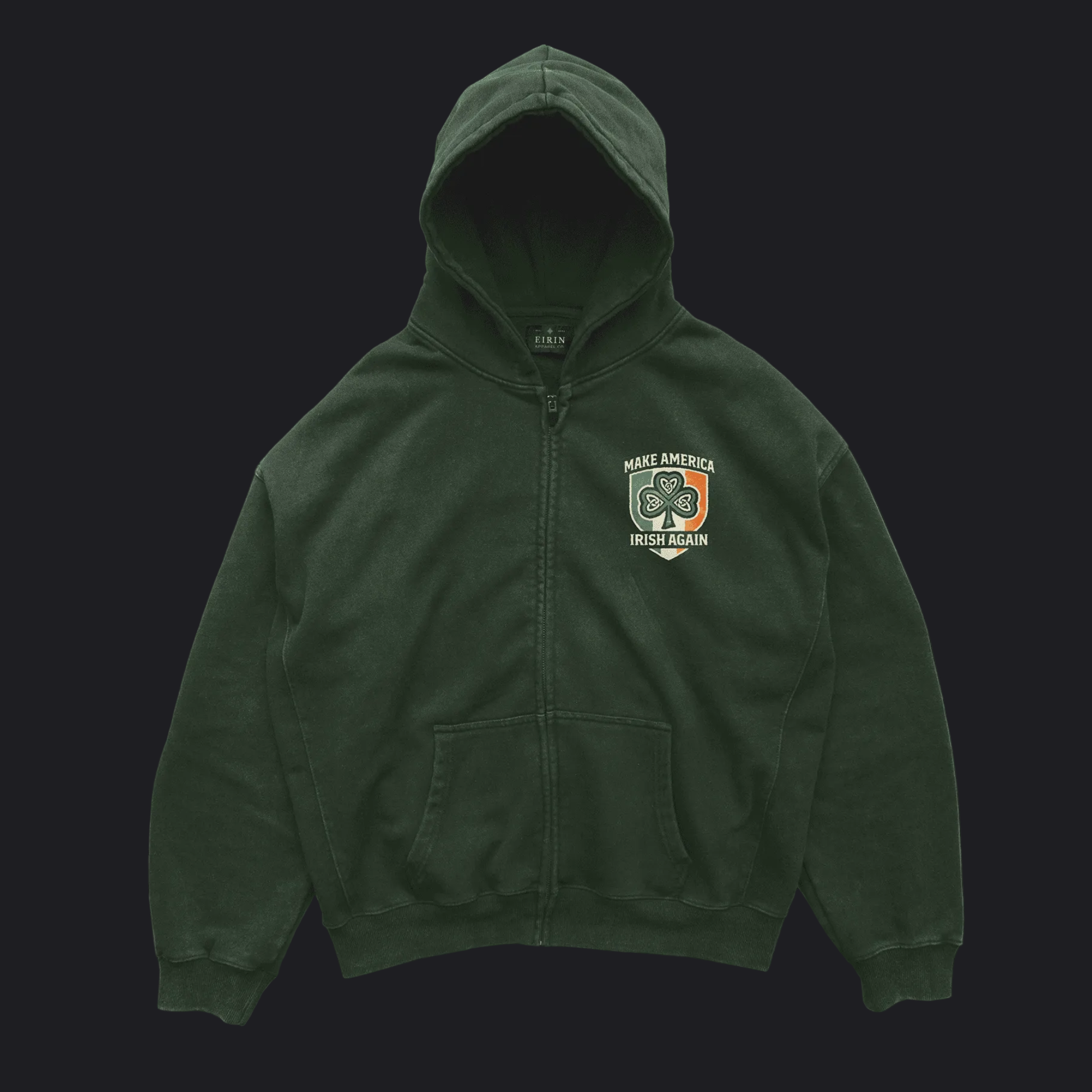 Eirin Apparel Unisex Hoodie Forest Green / S Unisex 'Make America Irish Again' Zip-Up Hoodie