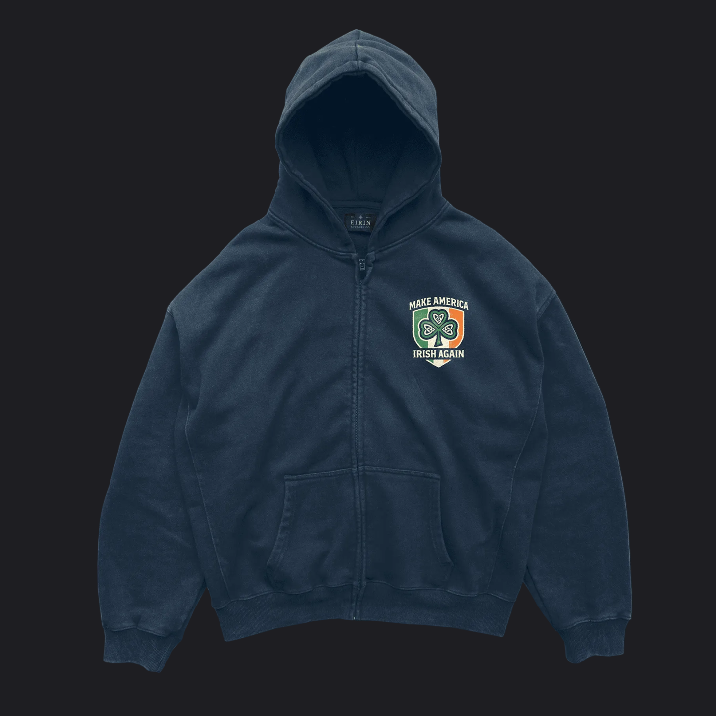 Eirin Apparel Unisex Hoodie Navy / S Unisex 'Make America Irish Again' Zip-Up Hoodie