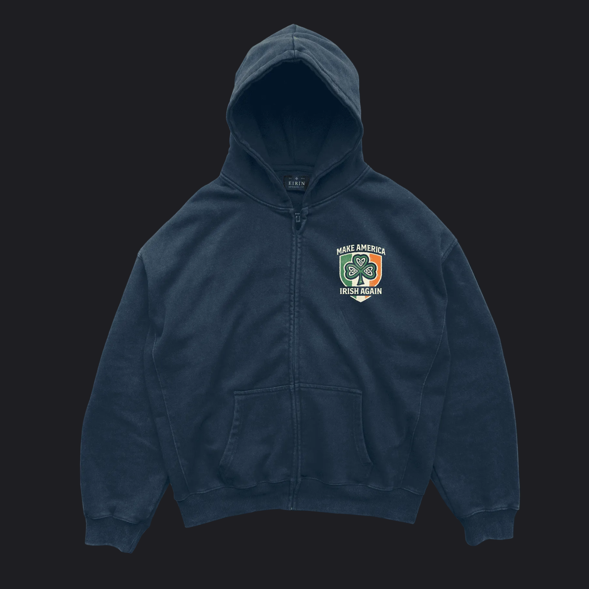 Eirin Apparel Unisex Hoodie Navy / S Unisex 'Make America Irish Again' Zip-Up Hoodie