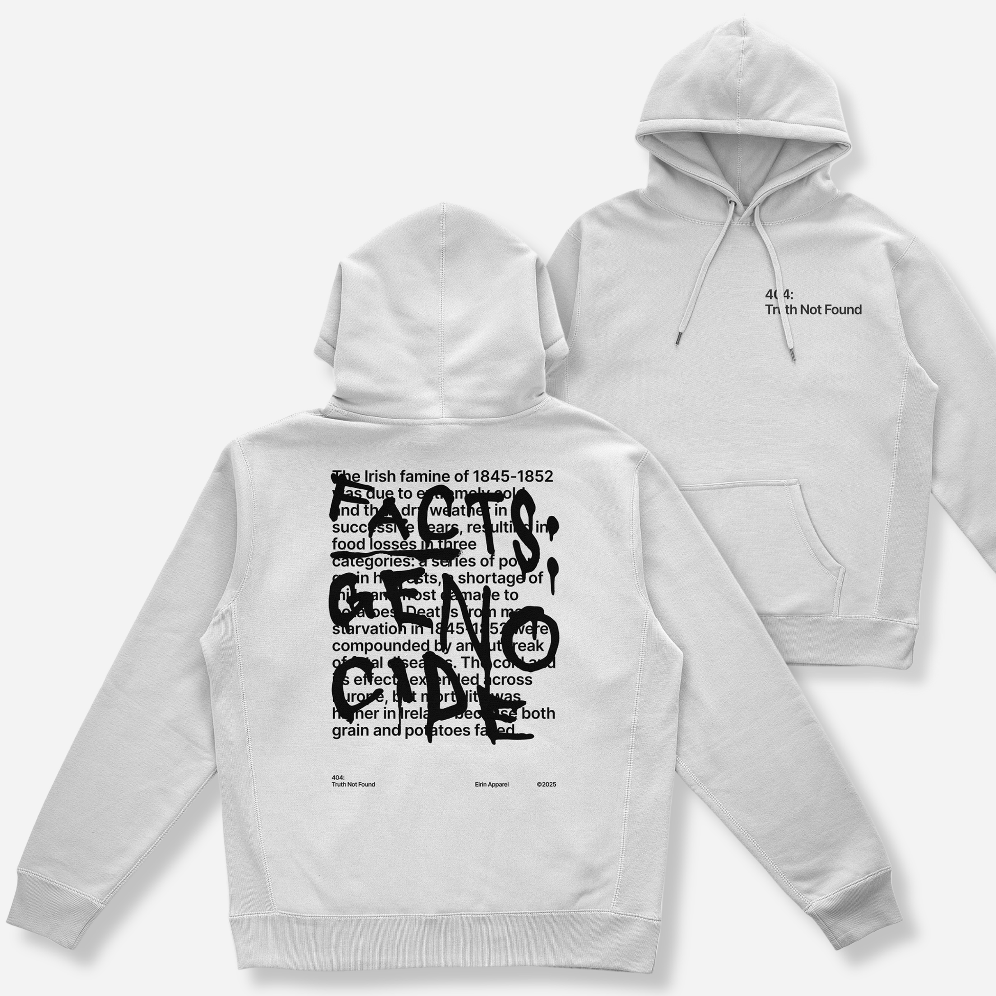 Eirin Apparel Unisex Hoodie White / S Unisex '404: Truth Not Found' Hoodie – Irish Genocide Not Famine Awareness