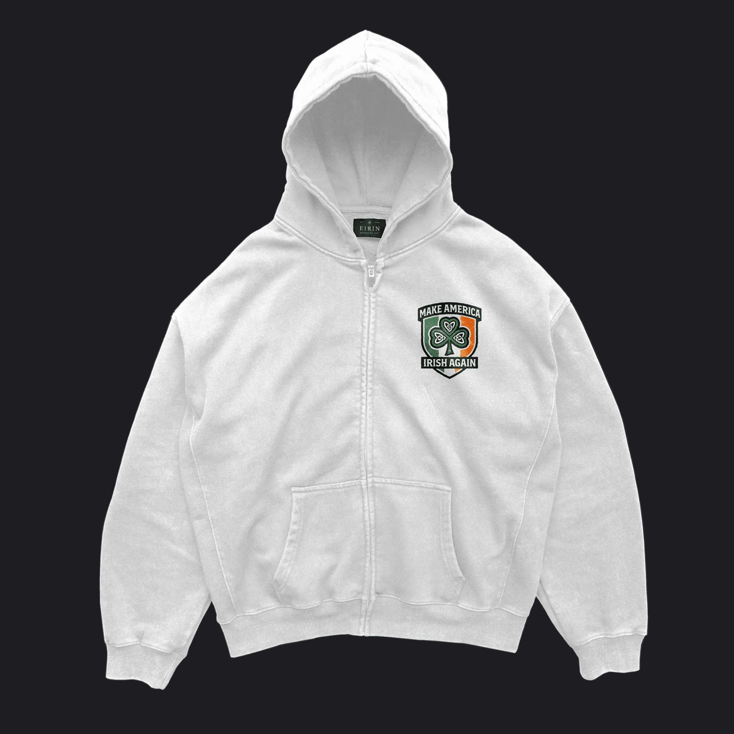 Eirin Apparel Unisex Hoodie White / S Unisex 'Make America Irish Again' Zip-Up Hoodie
