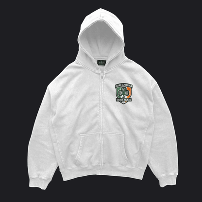 Eirin Apparel Unisex Hoodie White / S Unisex 'Make America Irish Again' Zip-Up Hoodie