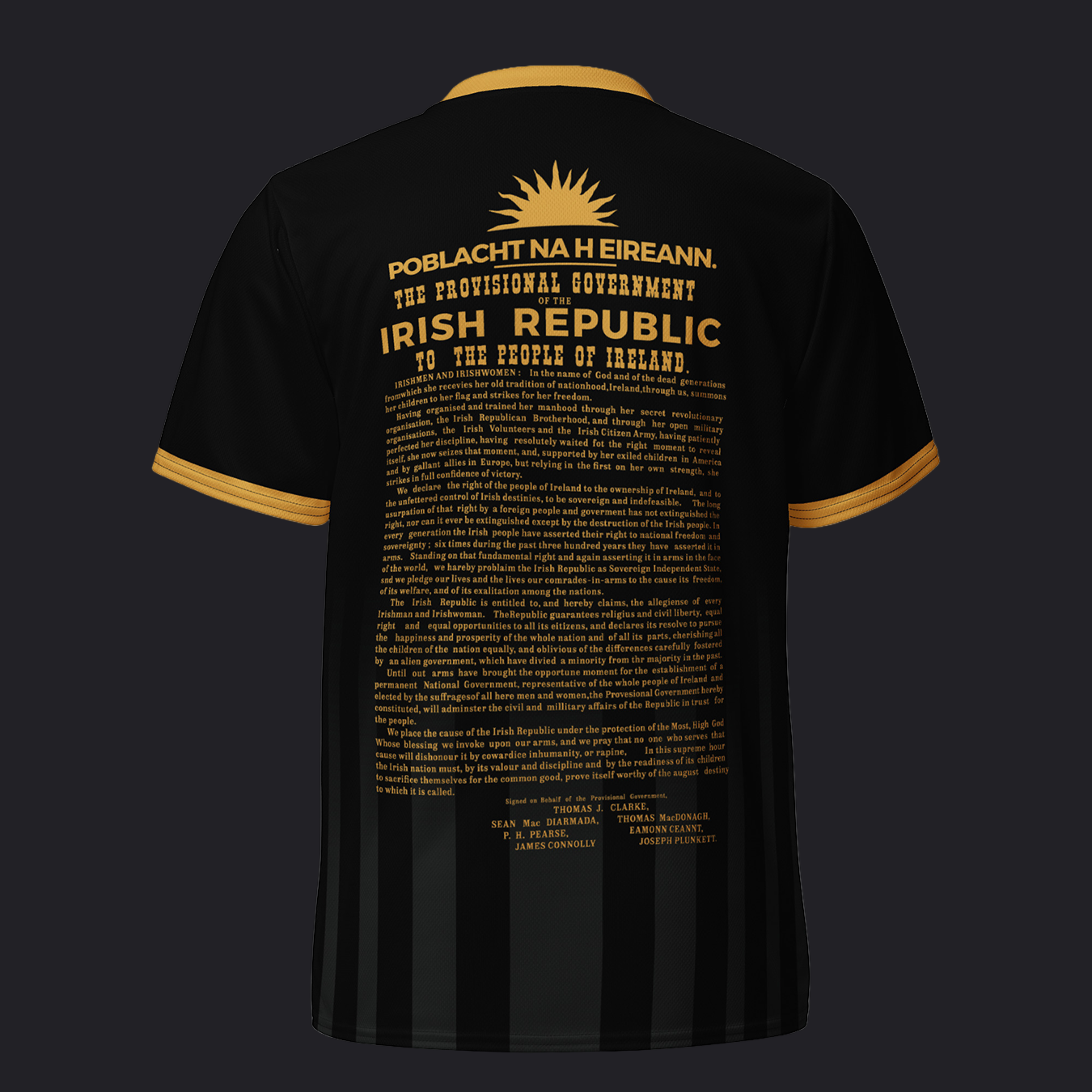 Eirin Apparel Unisex Jersey Eirin 'Irish Republic' Proclamation Jersey – Black/Gold
