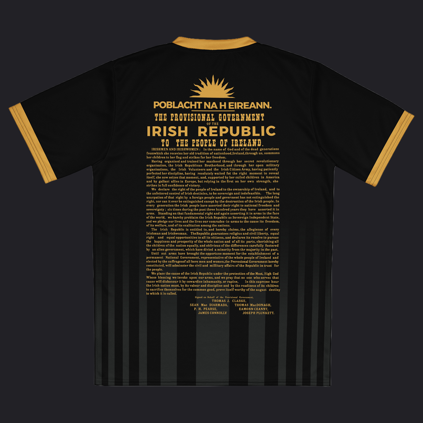 Eirin Apparel Unisex Jersey Eirin 'Irish Republic' Proclamation Jersey – Black/Gold