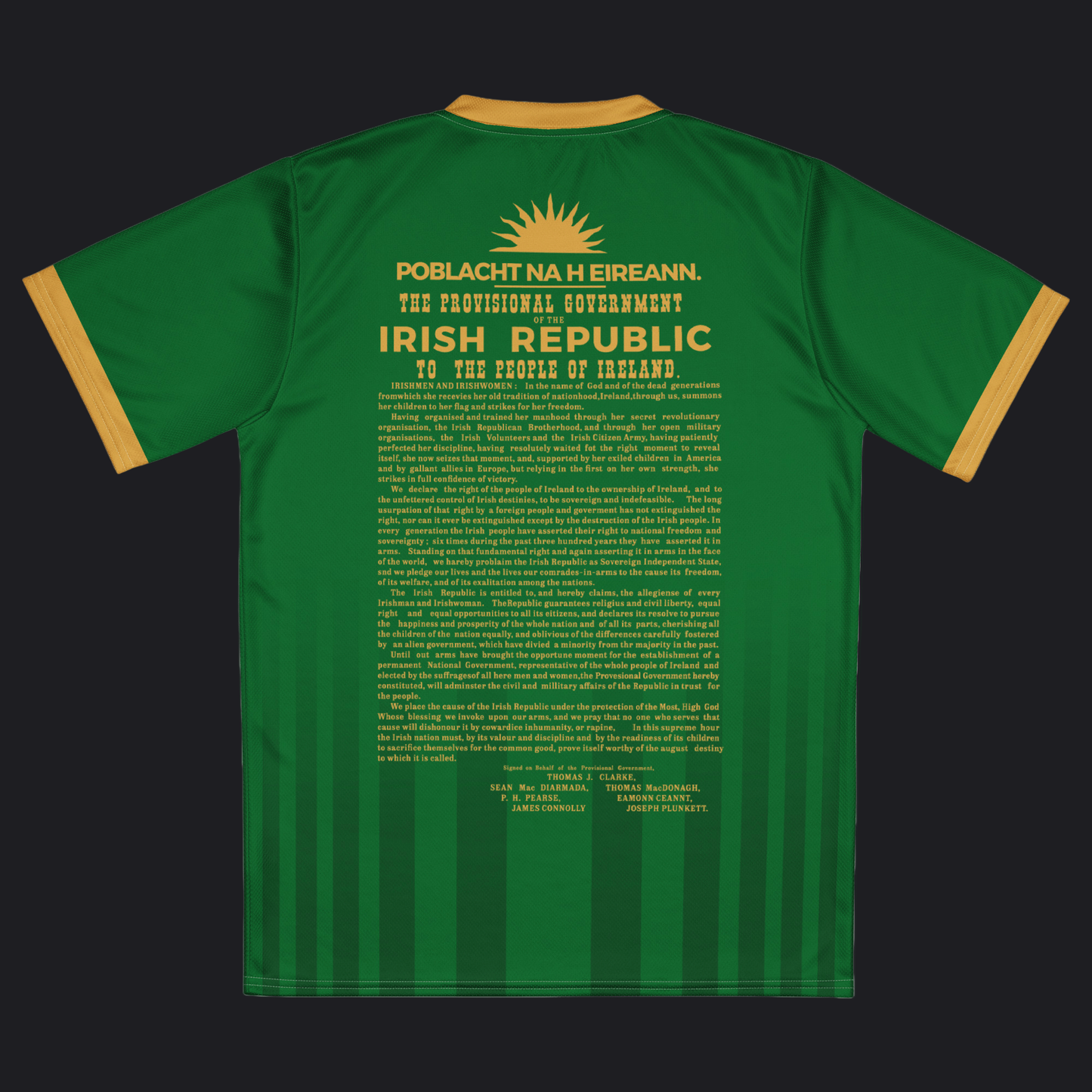 Eirin Apparel Unisex Jersey Eirin 'Irish Republic' Proclamation Jersey – Green/Gold