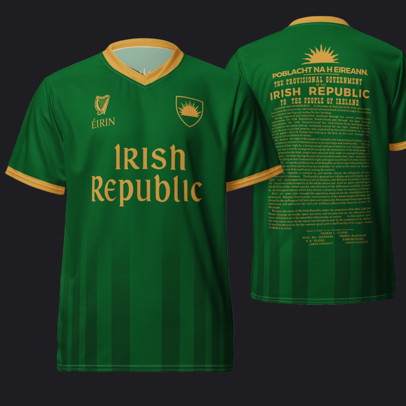 Eirin Apparel Unisex Jersey Eirin 'Irish Republic' Proclamation Jersey – Green/Gold