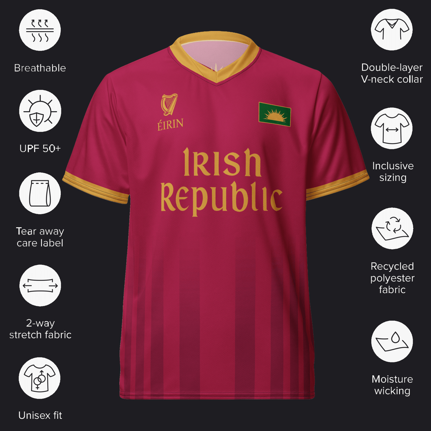 Eirin Apparel Unisex Jersey Eirin 'Irish Republic' Proclamation Jersey – Pink/Gold