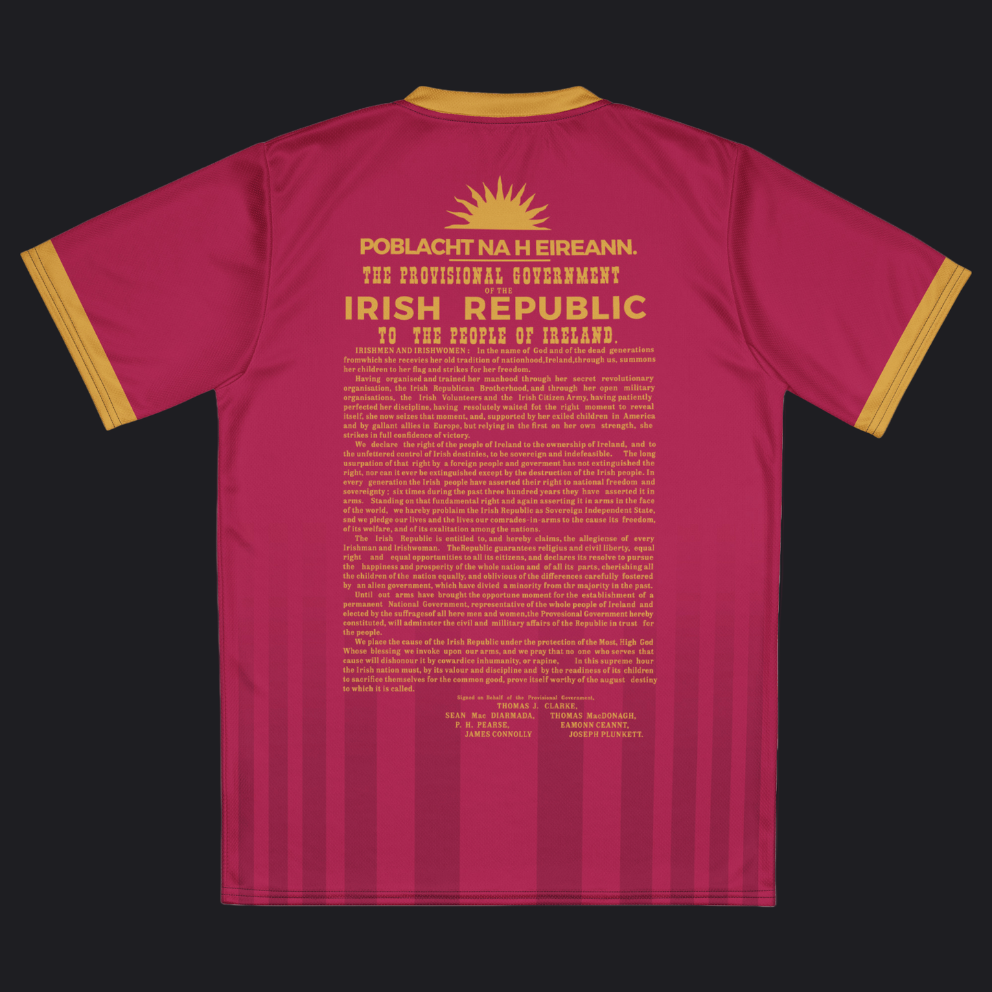 Eirin Apparel Unisex Jersey Eirin 'Irish Republic' Proclamation Jersey – Pink/Gold
