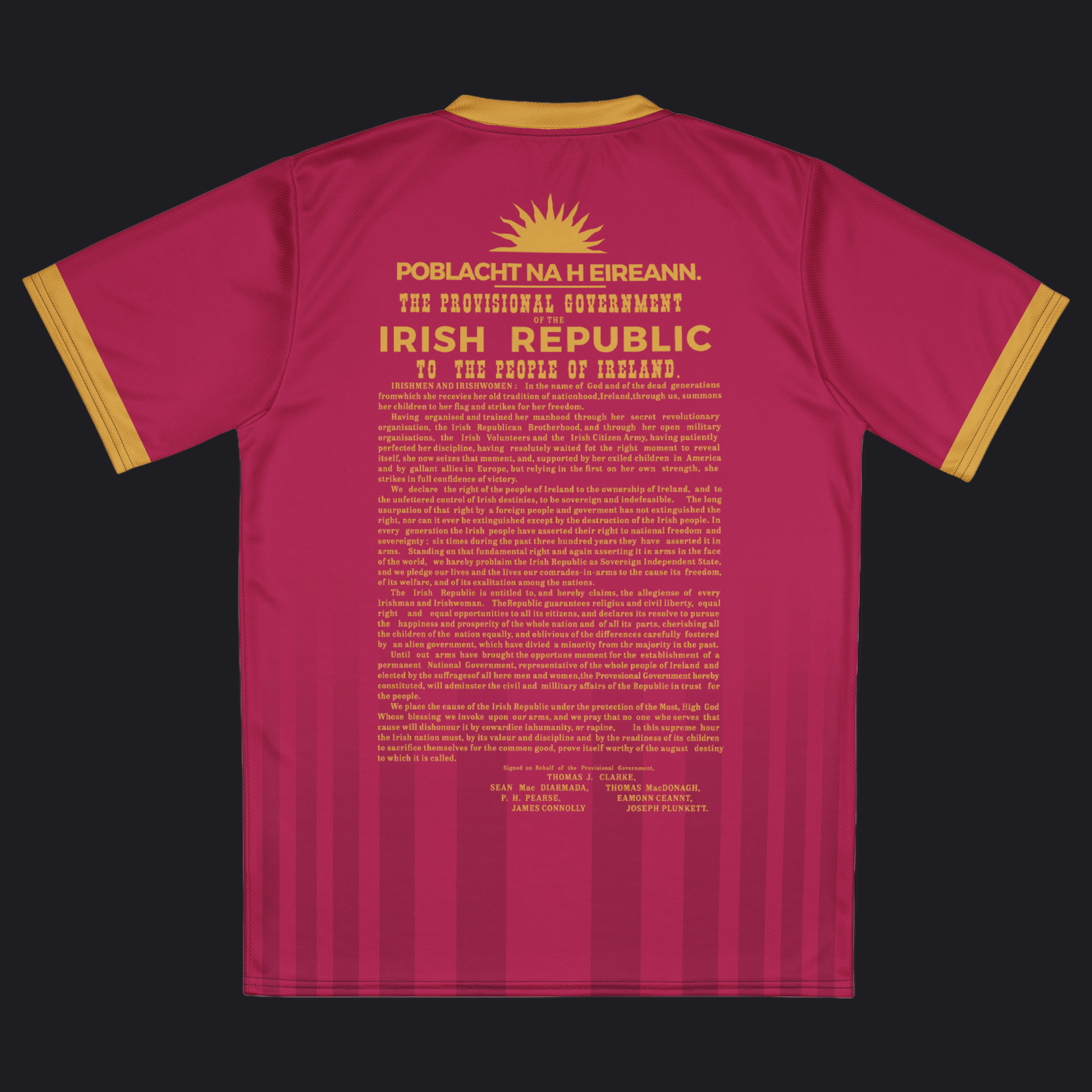 Eirin Apparel Unisex Jersey Eirin 'Irish Republic' Proclamation Jersey – Pink/Gold